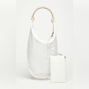 Walter Baker White Leather Hobo with Gold Top Handle